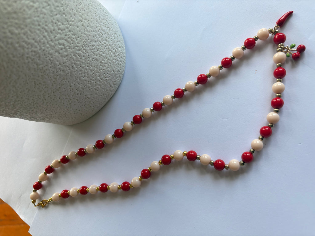 Penny Red Charm Bead Necklace with Chili & Cherry Accents