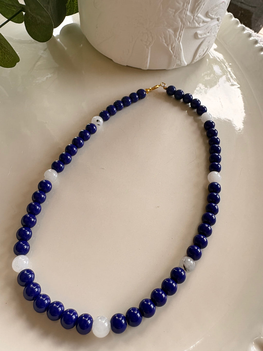 Soho Dark Royal Glass Bead Necklace