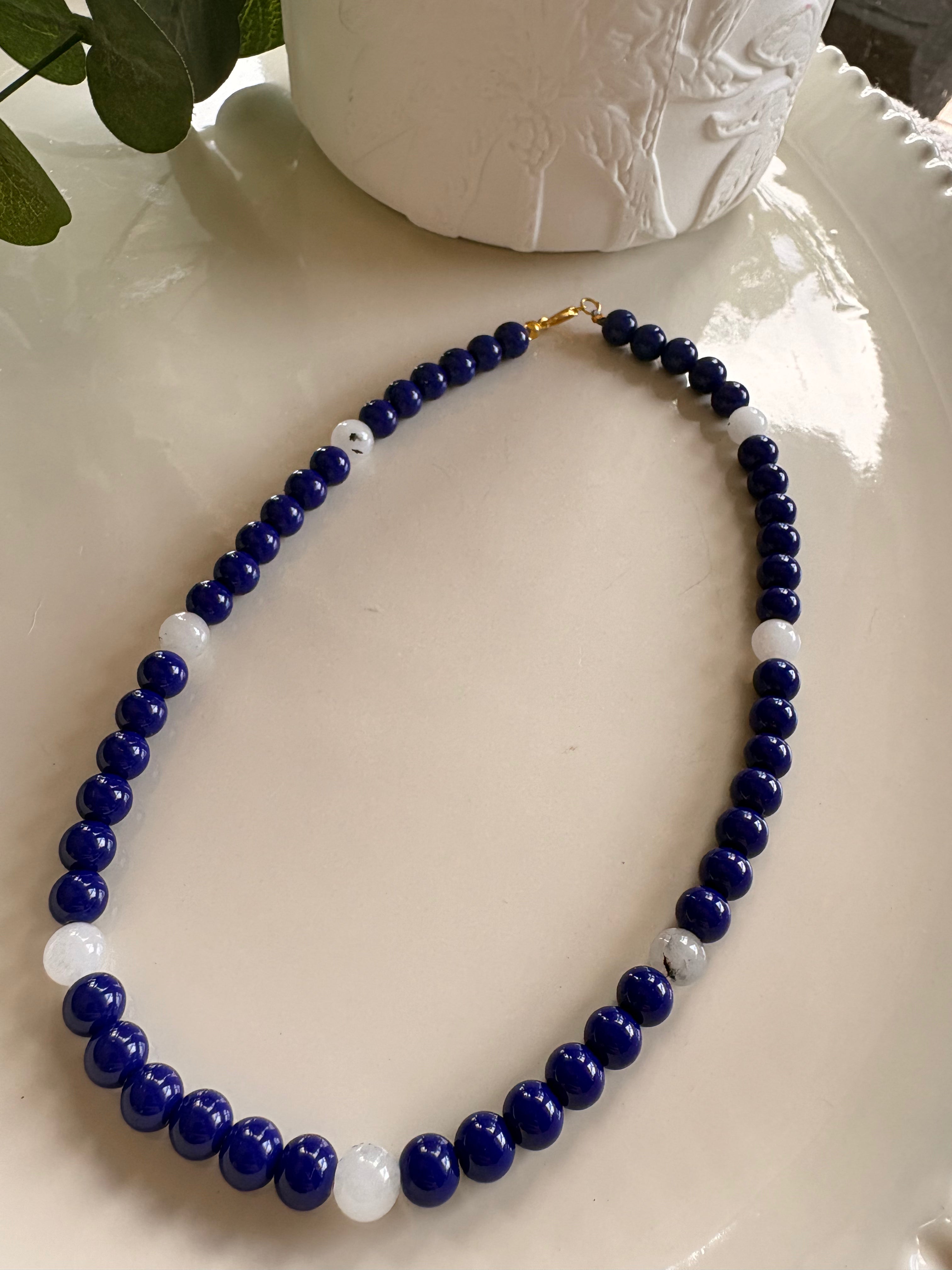 Soho Dark Royal Glass Bead Necklace