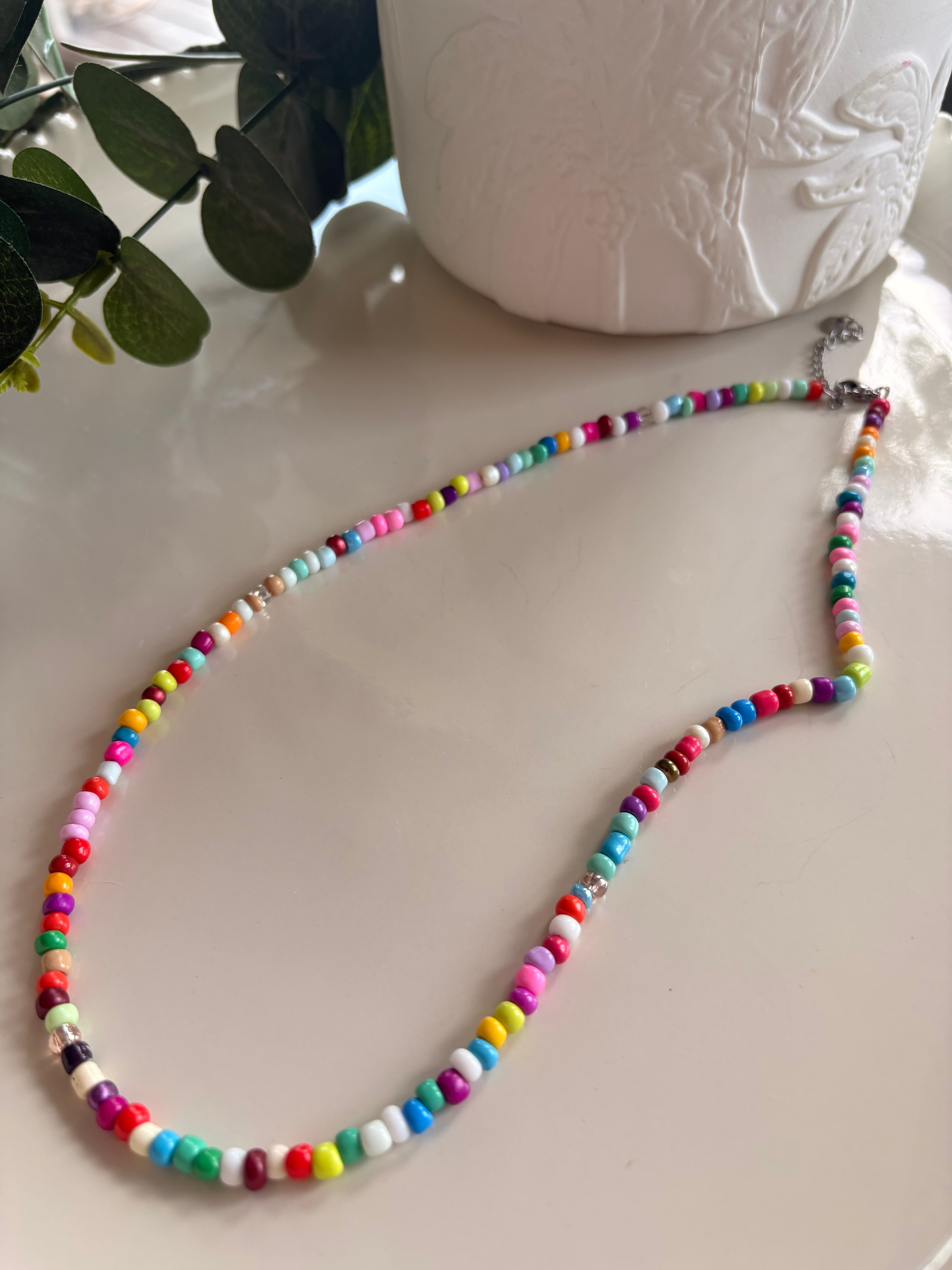 Rainbow Whimsical Beaded Necklace