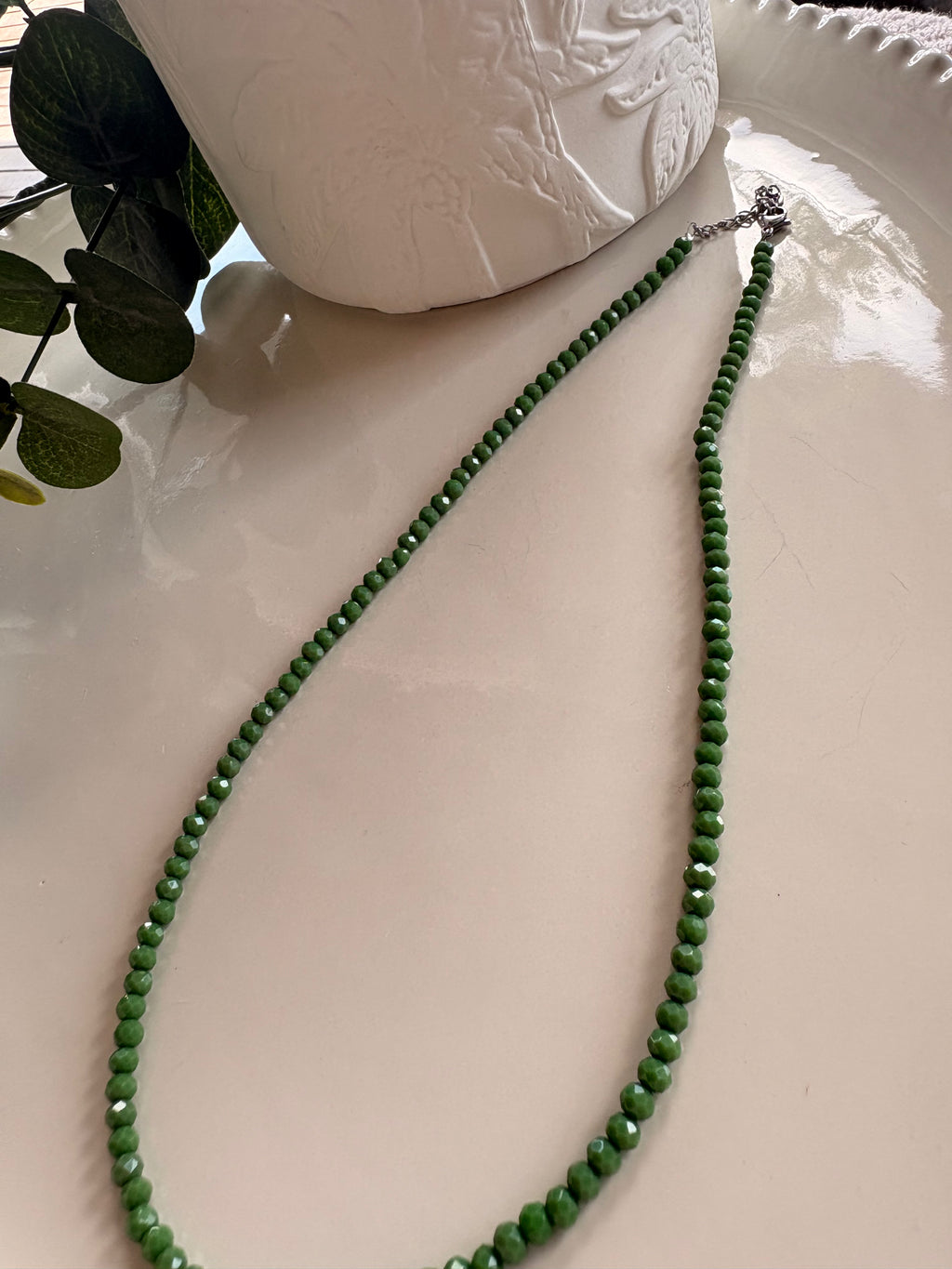 Skyline Emerald Green Diamond-Cut Bead Necklace
