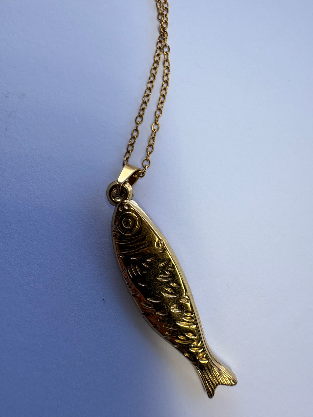 Large Gold Fish Pendant Necklace