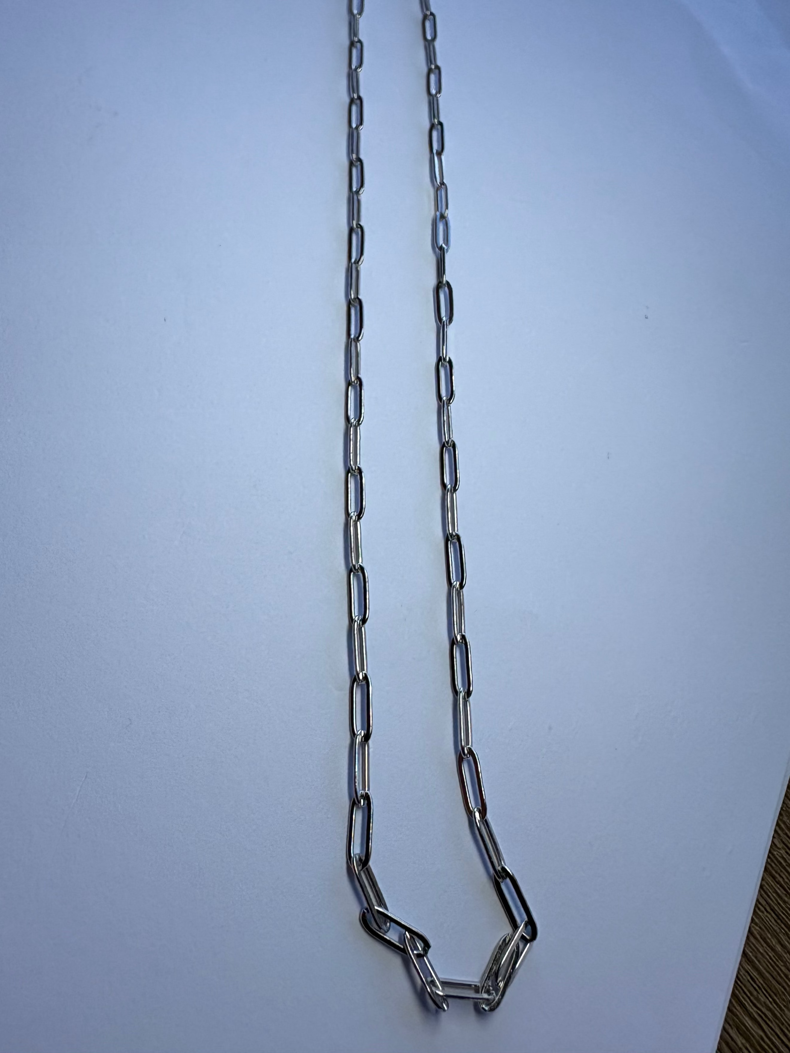 Silver Paper Clip Chain Necklace