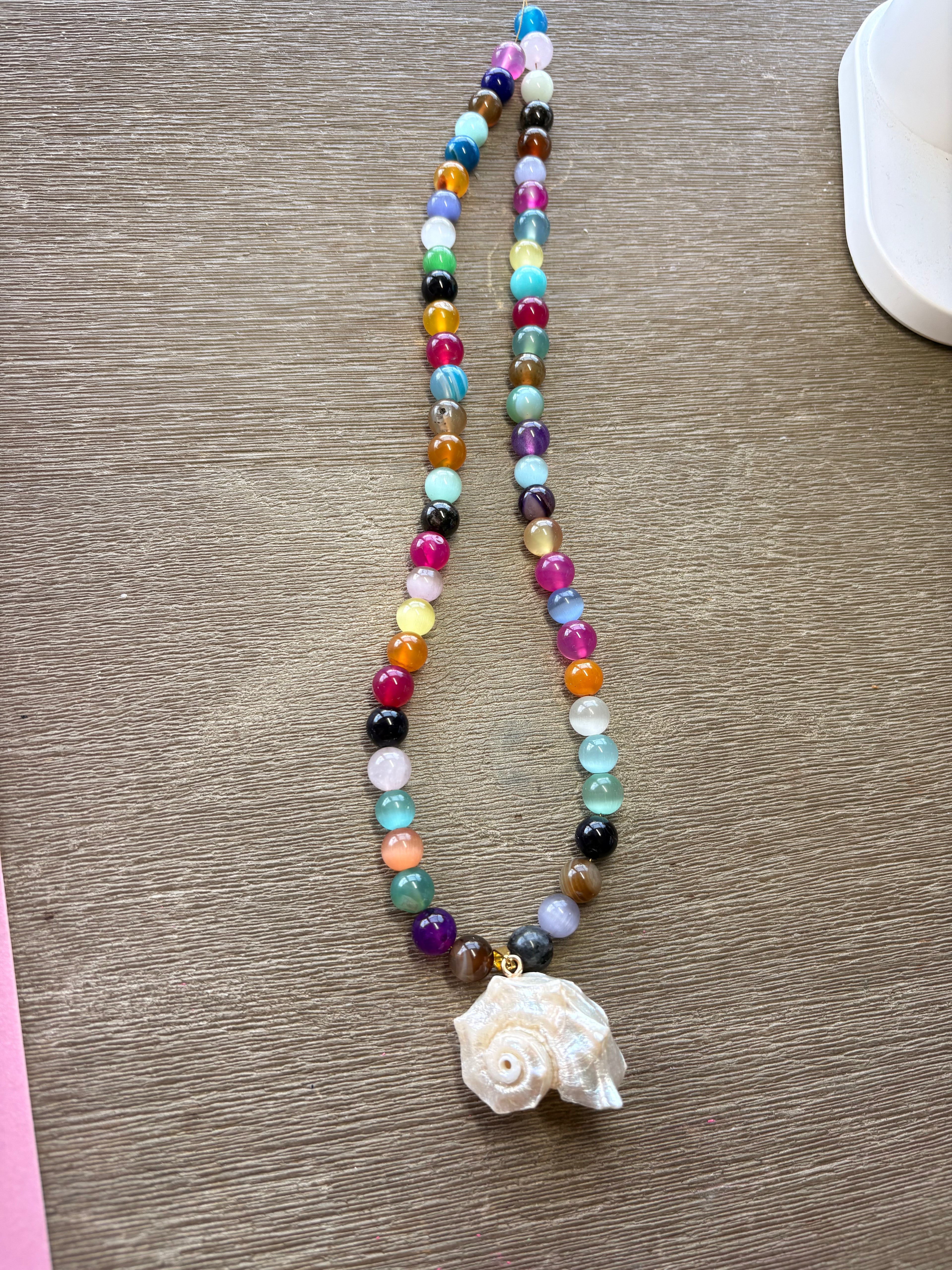 Nicki Colourful Glass & Shell Statement Necklace