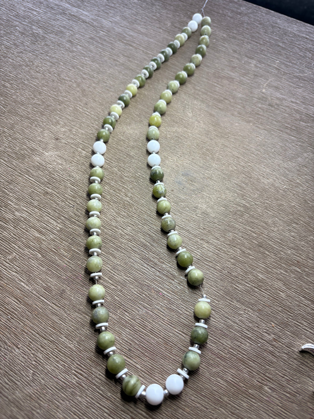 Mollie Green & White Beaded Necklace