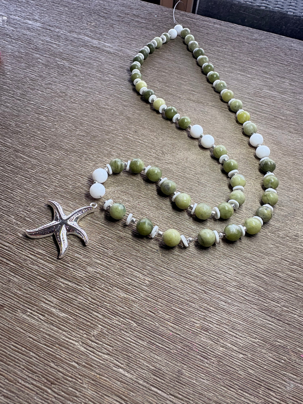 Mollie Green & White Beaded Necklace