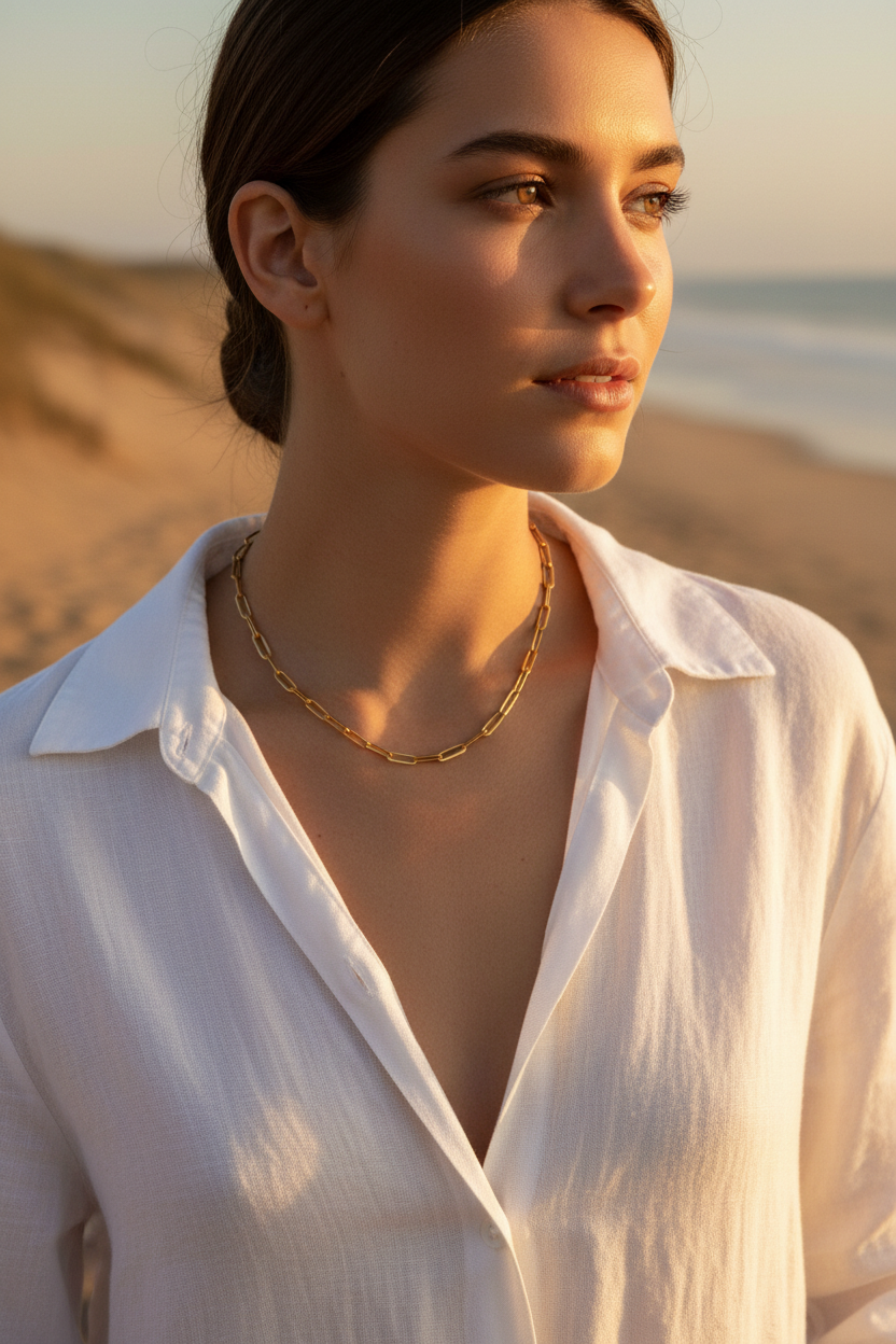 Everyday Gold Paperclip Chain Lifestyle
