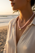 Hannah Baby Pink Glass Bead Necklace