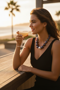 Meet Aria — Purple Chunky Bead Necklace with Pearls