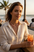 Meet Kathy — Small Red Glass & Pearl Necklace