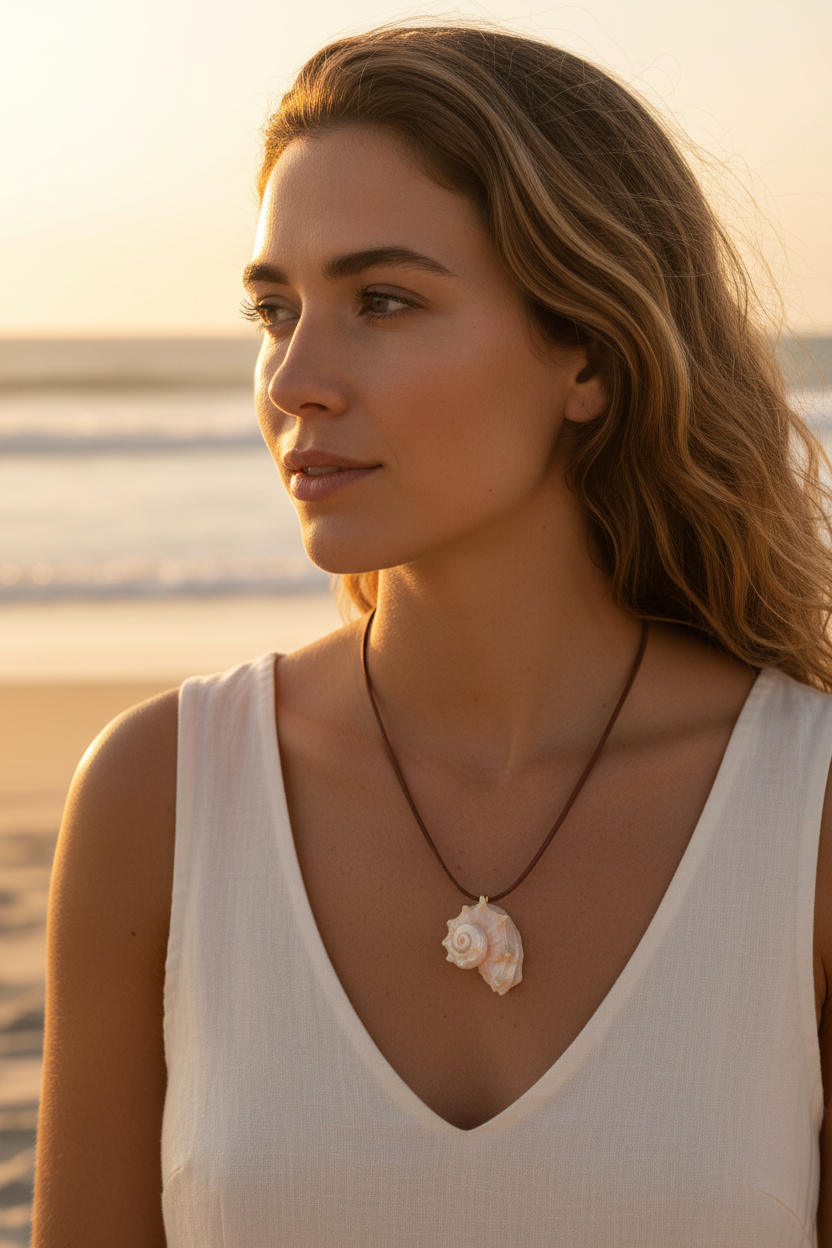 Shelly Large Shell Leather Cord Necklace